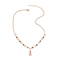 Premium Rainbow Moonstone and Multi-Tourmaline and White Zircon Heart Necklace 18 Inches in Vermeil Rose Gold Over Sterling Silver 27.65 ctw