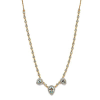 Mangoro Aquamarine and Natural White Zircon Tear Drop Necklace 18 Inches in Vermeil YG Over Sterling Silver 3.65 ctw