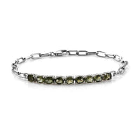 AAA Bohemian Moldavite Paper Clip Chain Bracelet in Platinum Over Sterling Silver (7.25 In) 2.60 ctw