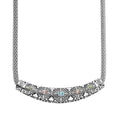 Multi Color Austrian Crystal Mesh Chain Necklace 20 Inches in Black Oxidized & Stainless Steel - Sticky add to cart bar