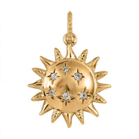 White Zircon Celestial Sun Charm in Vermeil Yellow Gold Over Sterling Silver 0.20 ctw