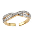 Natural White Zircon Infinity Shank Ring in Vermeil Yellow Gold Over Sterling Silver (Size 6.0) 0.50 ctw - Sticky add to cart bar