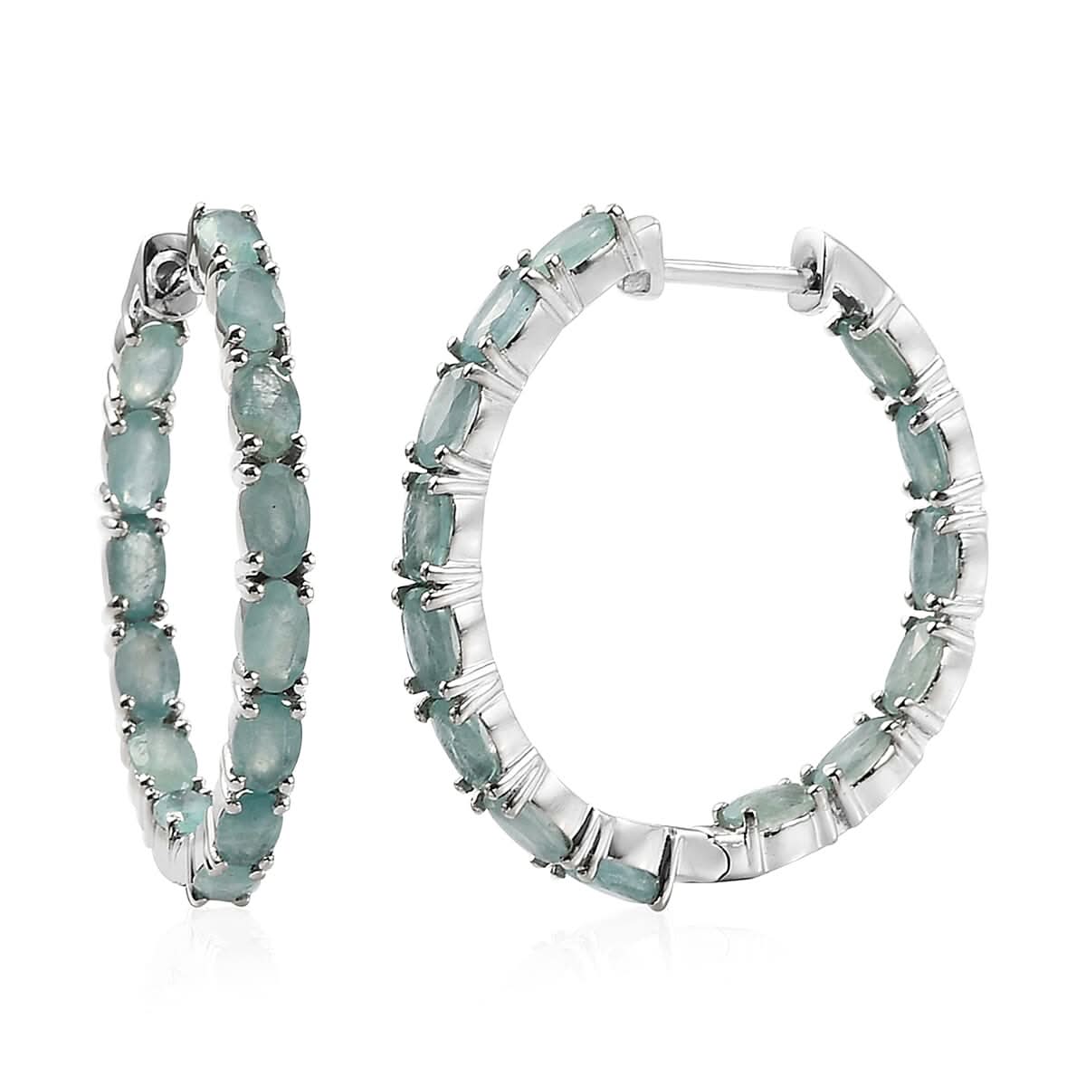 Premium Grandidierite Inside Out Hoop Earrings in Platinum Over Sterling Silver 5.60 ctw