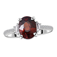 Natural Red Zircon and Natural White Zircon Ring in Platinum Over Sterling Silver (Size 10.0) 3.25 ctw