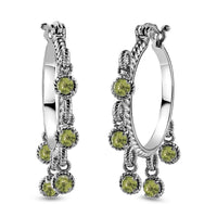 Ankur Treasure Chest Peridot Chandelier Hoop Earrings in Stainless Steel 3.10 ctw