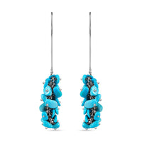 Sleeping Beauty Turquoise Dangle Earrings in Rhodium Plated Sterling Silver| Chips Drop Earrings| Silver Jewelry For Women 32.00 ctw