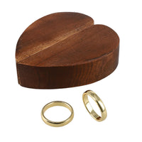 Portable Wooden Heart Shaped Secret Ring Box with Goldtone Ring