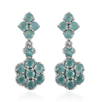 Premium Grandidierite Dangle Floral Earrings in Platinum Over Sterling Silver 3.10 ctw