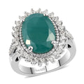 Premium Grandidierite and Natural White Zircon Sunburst Ring in Platinum Over Sterling Silver 7.25 ctw - Sticky add to cart bar