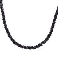 Thai Black Spinel Beaded Necklace 20 Inches in Platinum Over Sterling Silver 110.00 ctw