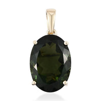 Luxoro 10K Yellow Gold AAA Bohemian Moldavite Solitaire Pendant 4.85 ctw