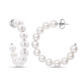 White Shell Pearl Hoop Earrings in Stainless Steel - Sticky add to cart bar