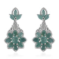 Premium Grandidierite and Natural White Zircon Dangle Floral Earrings in Platinum Over Sterling Silver 4.50 ctw - Sticky add to cart bar