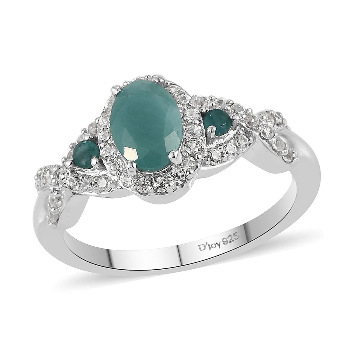 Premium Grandidierite and Natural White Zircon Ring in Platinum Over Sterling Silver (Size 8.0) 1.35 ctw