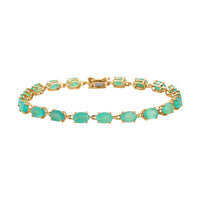 LUXORO 10K Yellow Gold AAA Grandidierite Link Bracelet (8.00 In) 3.35 Grams 10.65 ctw