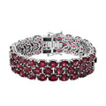 Orissa Rhodolite Garnet 3 Row Tennis Bracelet in Platinum Over Sterling Silver (6.50 In) (25.75 g) 65.30 ctw - Sticky add to cart bar
