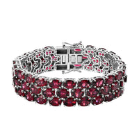 Orissa Rhodolite Garnet 3 Row Tennis Bracelet in Platinum Over Sterling Silver (6.50 In) (25.75 g) 65.30 ctw