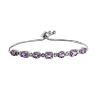 Amethyst Bolo Bracelet in Stainless Steel 2.85 ctw