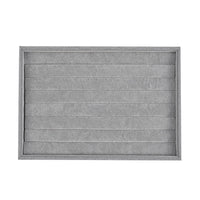 Grey Ice Velvet 7 Rows Ring Tray 13.8"x9.4"x1.2"