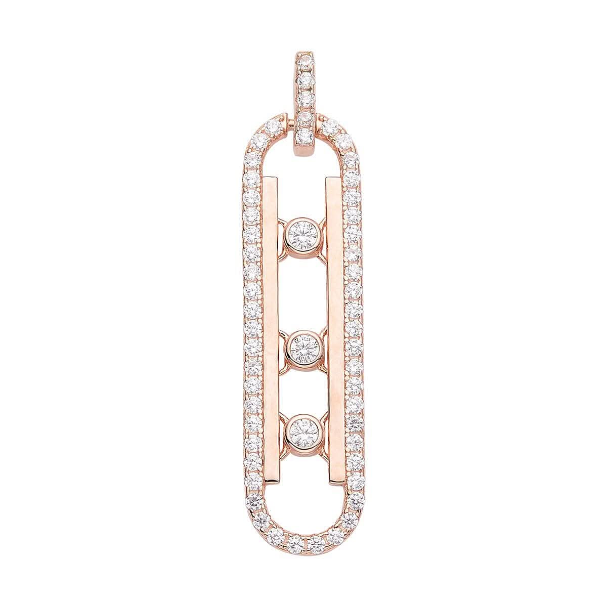 Sliding Simulated Diamond Pendant in 14K Rose Gold Over Sterling Silver 1.65 ctw