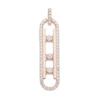 Sliding Simulated Diamond Pendant in 14K Rose Gold Over Sterling Silver 1.65 ctw