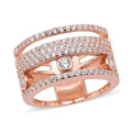 Sliding Simulated Diamond 3 Row Band Ring in 14K RG Over Sterling Silver (Size 7.0) 1.60 ctw - Sticky add to cart bar