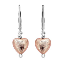 Marvelous Meteorites Lever Back Heart Earrings in Rhodium Over Sterling Silver