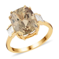 Certified and Appraised Iliana 18K Yellow Gold AAA Turkizite and G-H SI Diamond Ring 5.10 ctw