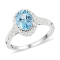 Certified & Appraised ILIANA 18K Yellow Gold AAA Santa Maria Aquamarine and G-H SI Diamond Halo Ring 3.25 Grams 1.50 ctw - Sticky add to cart bar