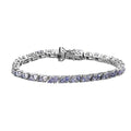Tanzanite Tennis Bracelet in Platinum Over Sterling Silver (8.00 In) 12.10 Grams 6.60 ctw - Sticky add to cart bar