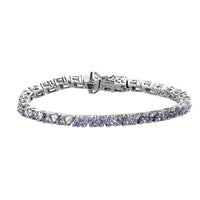 Tanzanite Tennis Bracelet in Platinum Over Sterling Silver (8.00 In) 12.10 Grams 6.60 ctw