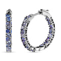 Tanzanite Earrings in Platinum Over Sterling Silver, Inside Out Hoops, Silver Tanzanite Earrings 4.75 ctw - Sticky add to cart bar