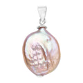 Purple Coin Keshi Pearl Pendant without Chain in Rhodium Over Sterling Silver 8.50 ctw - Sticky add to cart bar