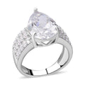 Simulated Diamond Ring in Rhodium Over Sterling Silver (Size 8.0) - Sticky add to cart bar