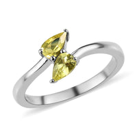 AAA Natural Tanzanian Canary Tourmaline Bypass Ring in Platinum Over Sterling Silver (Size 10.0) 0.35 ctw