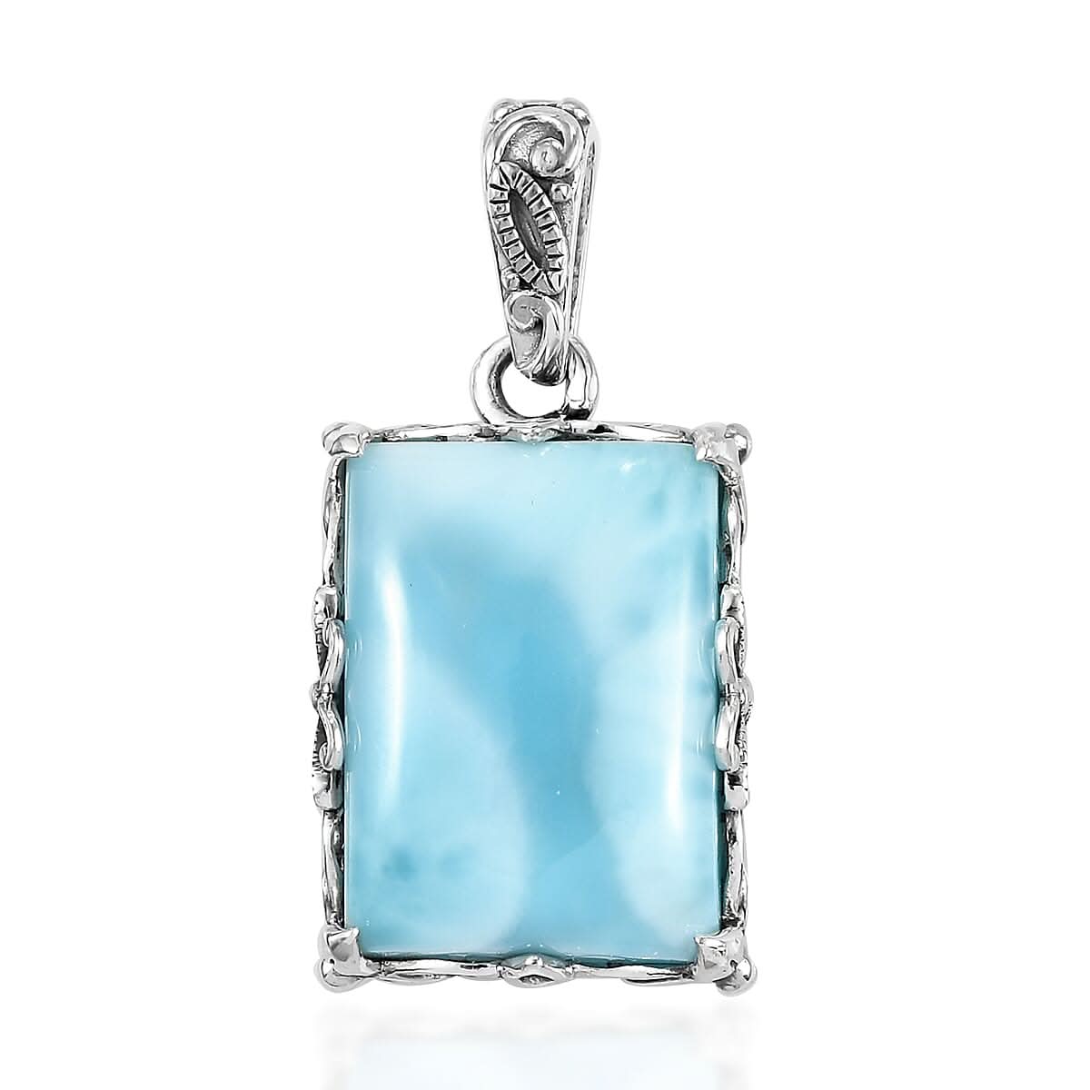 Artisan Crafted Larimar Fancy Pendant in Sterling Silver 17.27 ctw