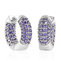 KARIS Simulated Purple Diamond Hoop Earrings in Platinum Bond 3.25 ctw