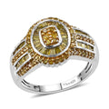 Blue Diamond Cluster Ring in Rhodium and Platinum Over Sterling Silver 1.00 ctw - Sticky add to cart bar