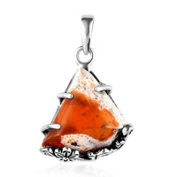 Artisan Crafted Mother of Fire Opal Solitaire Pendant in Sterling Silver 14.85 ctw