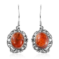 Artisan Crafted Mother of Fire Opal Fancy Earrings in Sterling Silver 14.20 ctw