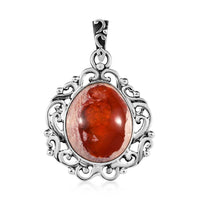 Artisan Crafted Mother of Fire Opal Solitaire Pendant without Chain in Sterling Silver 7.25 ctw