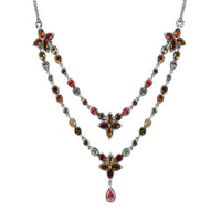 Multi-Tourmaline Necklace 18 Inches in Platinum Over Sterling Silver 19 Grams 9.00 ctw