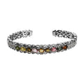 Multi-Tourmaline and White Zircon Cuff Bracelet in Platinum Over Sterling Silver (7.25 In) 4.50 ctw - Sticky add to cart bar