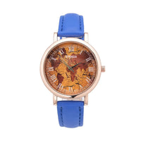 Strada Japanese Movement Earth Pattern Dial Watch in Brown Faux Leather Strap (37mm) (6.75 -8.50 Inches)