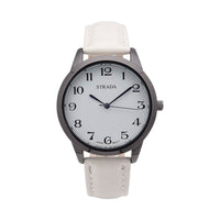 STRADA Japanese Movement Watch with Black Crocodile Embossed Faux Leather Strap (38mm)