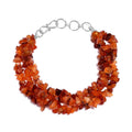 Carnelian Chips Multi Strand Bracelet in Platinum Over Sterling Silver (7.25 In) 128.75 ctw - Sticky add to cart bar
