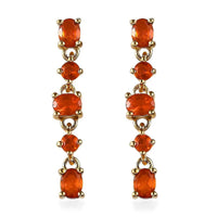 Mexican Fire Opal Earrings, Dangling Earrings, Sterling Silver Earrings, Opal Dangle Earrings 0.85 ctw