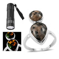 Artisan Crafted Natural Yooperlite Fancy Ring in Sterling Silver (Size 10.0) 7.50 ctw with Free UV Torch - Sticky add to cart bar