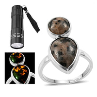 Artisan Crafted Natural Yooperlite Fancy Ring in Sterling Silver (Size 10.0) 7.50 ctw with Free UV Torch