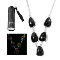Artisan Crafted Natural Yooperlite Necklace 18-20 Inches in Sterling Silver 37.35 ctw with Free UV Flash Light